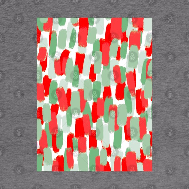 Red and Green, Paint Brush Strokes, Abstract by OneThreeSix